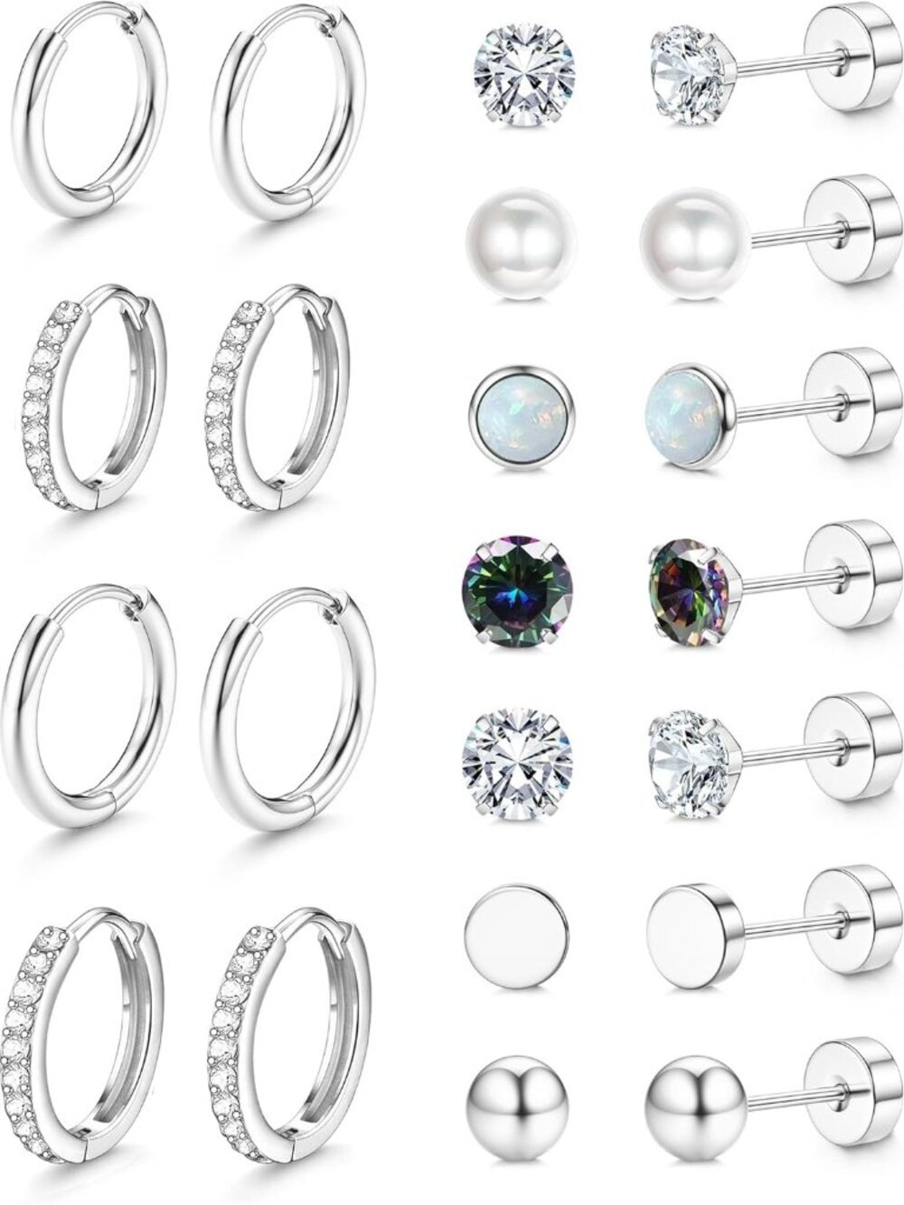 Hypoallergenic Stud Hoop Earrings for Women Small Flat Back Surgical Stainless S